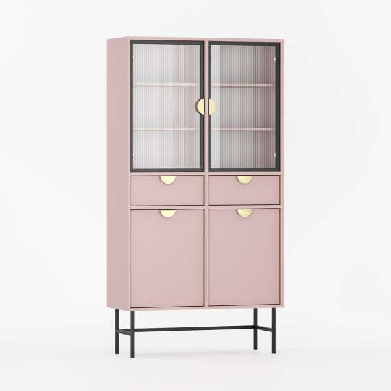 Vitrineskap Sigi 80-100x193 cm - 2 skuffer - Glassdører