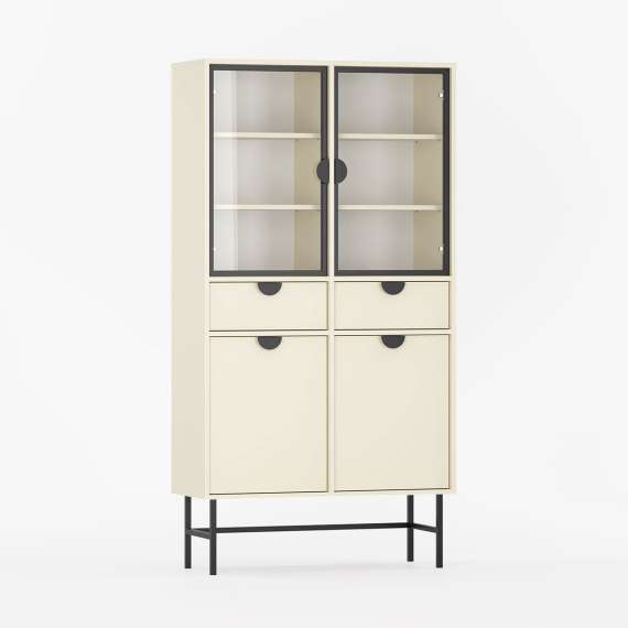 Vitrineskap Sigi 80-100x193 cm - 2 skuffer - Glassdører