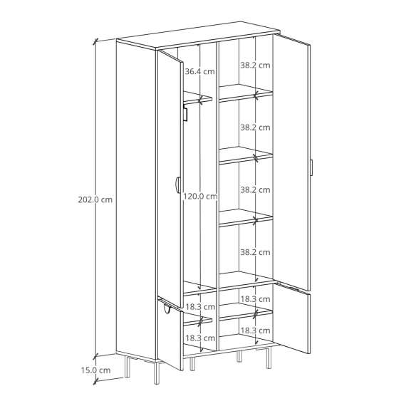 Garderobe Sigi 100-120x217 cm - 4 dører
