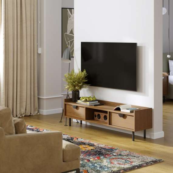 Sigi tv-benk 150-180x42 cm - Lav tv-benk med ben