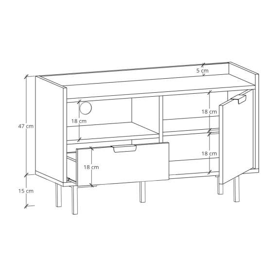 Tv-benk Sigi 100-140x62 cm - med ben