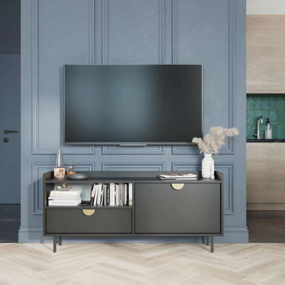 Tv-benk Sigi 100-140x62 cm - med ben