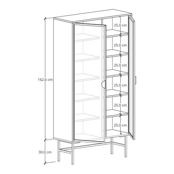 Vitrineskap Sigi 80-100x193 cm - Velg bredde og farge selv