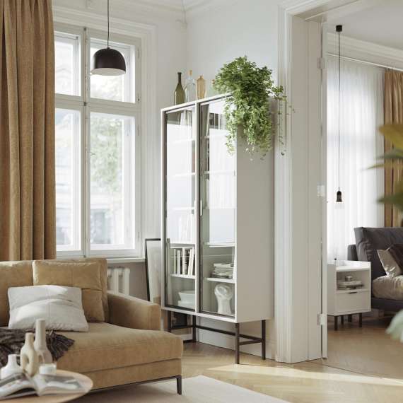 Vitrineskap Sigi 80-100x193 cm - Velg bredde og farge selv