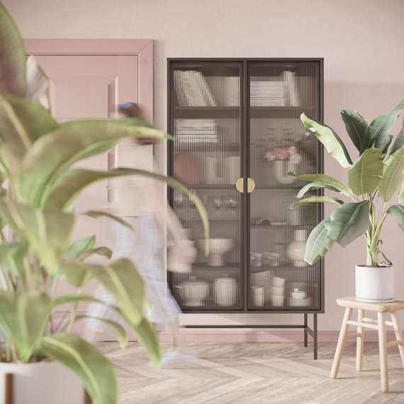 Vitrineskap Sigi 80-100x193 cm - Velg bredde og farge selv