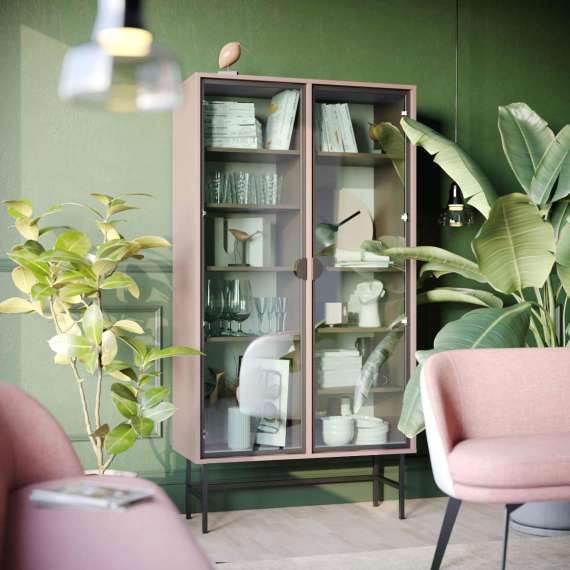 Vitrineskap Sigi 80-100x193 cm - Velg bredde og farge selv