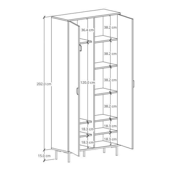 Garderobe Sigi 100-120x217 cm - 2 dører