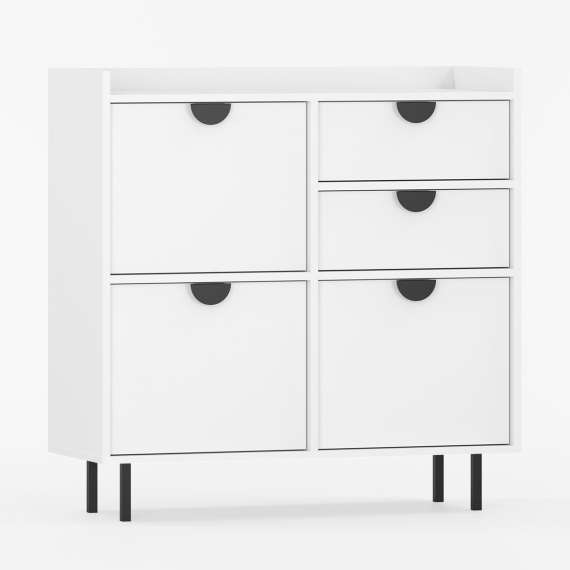 Skap Sigi 80-140x103 cm - 3 skuffer -  med ben