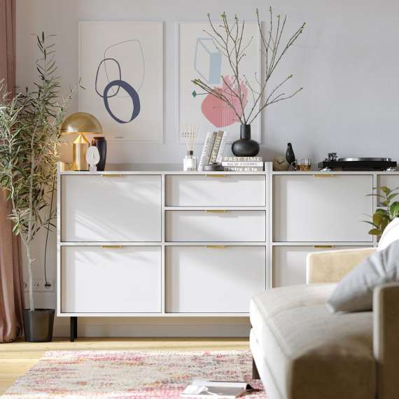 Skap Sigi 80-140x103 cm - 3 skuffer -  med ben