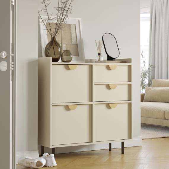 Skap Sigi 80-140x103 cm - 3 skuffer -  med ben