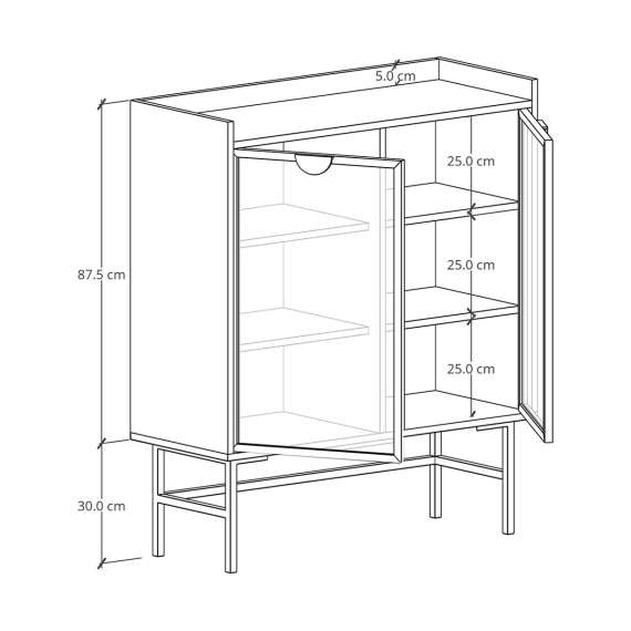 Skjenk Sigi 80-120x118 cm - Velg bredde og farge selv