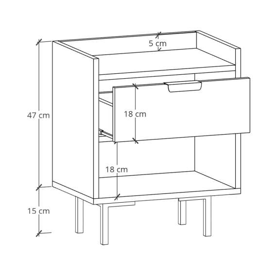 Nattbord Sigi 30-70x62 cm - med ben - Velg farge og bredde selv