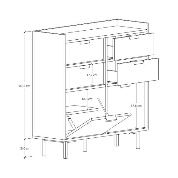 Skap Sigi 80-140x103 cm - 4 skuffer -  med ben