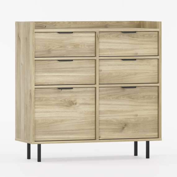 Skap Sigi 80-140x103 cm - 4 skuffer -  med ben