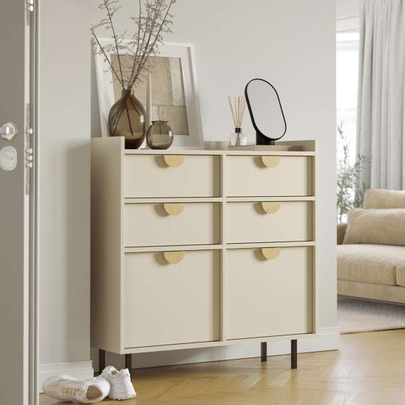 Skap Sigi 80-140x103 cm - 4 skuffer -  med ben