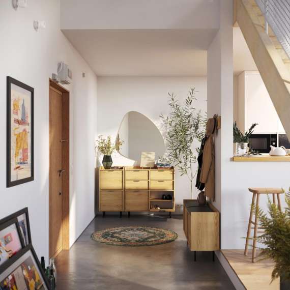 Skap Sigi 80-140x103 cm - 4 skuffer -  med ben