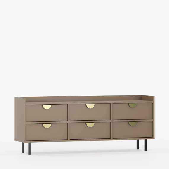 Sigi tv-benk 150-180x62 cm - med ben -  6 skuffer - Mange farger