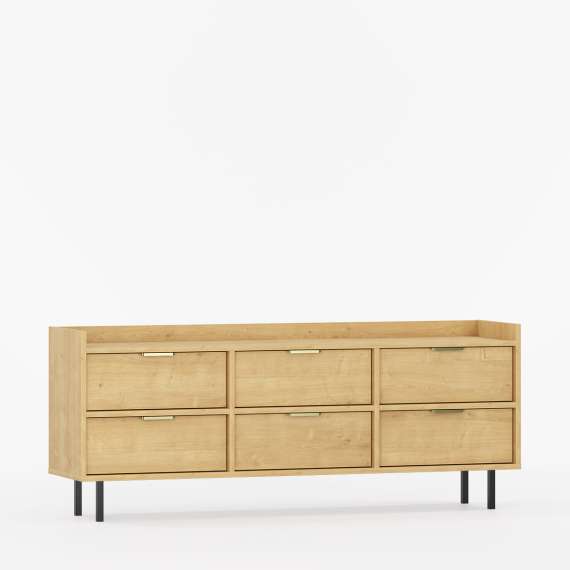 Sigi tv-benk 150-180x62 cm - med ben -  6 skuffer - Mange farger