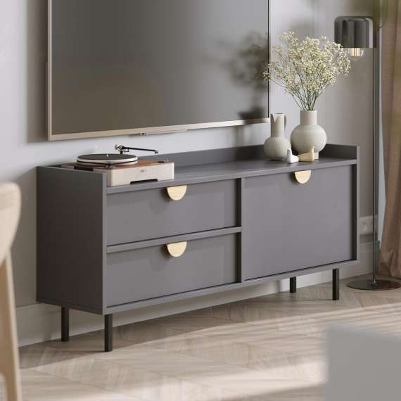 Tv-benk Sigi 100-140x62 cm - med skuffer