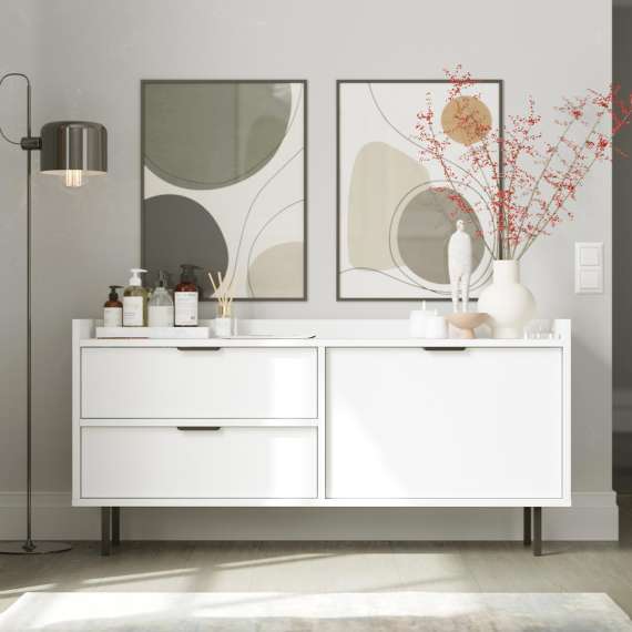 Tv-benk Sigi 100-140x62 cm - med skuffer