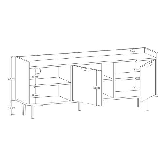 Tv-bord Sigi 150-180x62 cm - med hyller