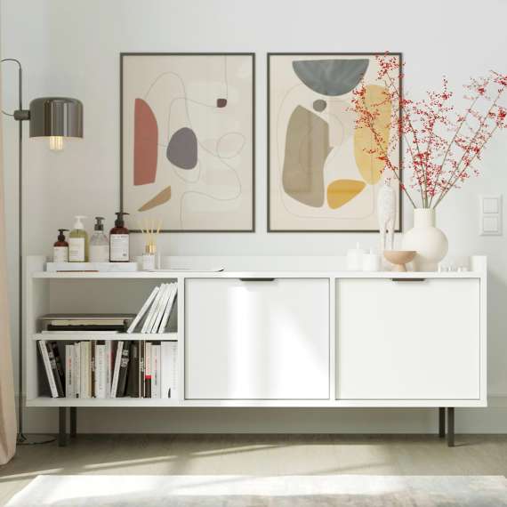 Tv-bord Sigi 150-180x62 cm - med hyller