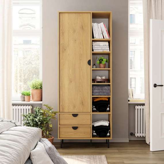 Garderobe Sigi 80-100x217 cm - 2 skuffer - Velg farge og bredde selv