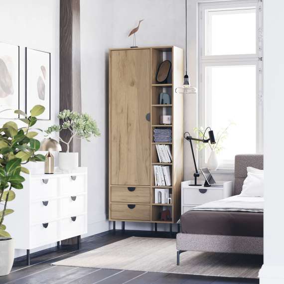 Garderobe Sigi 80-100x217 cm - 2 skuffer - Velg farge og bredde selv