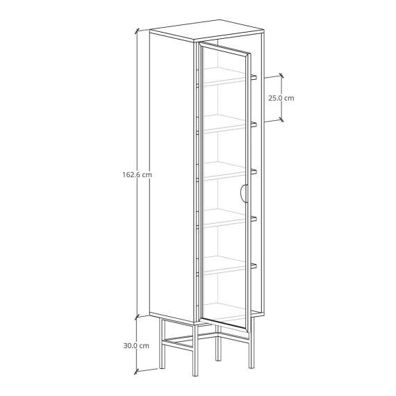 Vitrine Sigi 30-60x193 cm - Glassdør - Velg farge og bredde selv