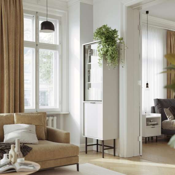 Vitrine Sigi 30-60x193 cm - Glassdør - Velg farge og bredde selv