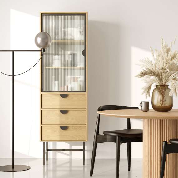 Vitrine Sigi 30-60x193 cm - Glassdør - Velg farge og bredde selv