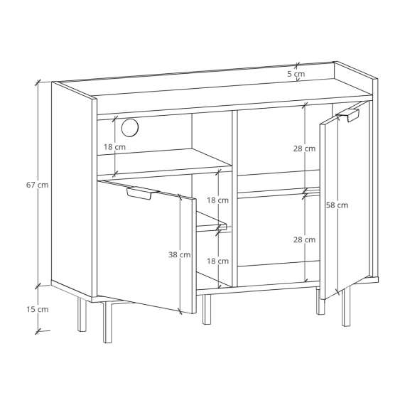Skjenk Sigi 100-140x82 cm - med ben - Velg farge selv