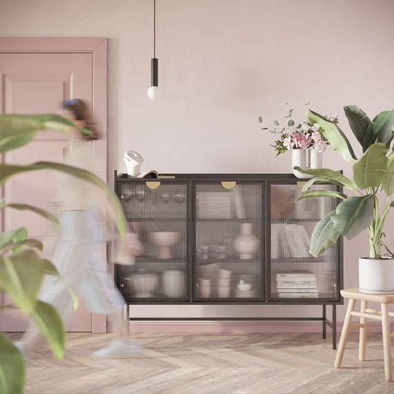 Sigi skjenk 150-180x118 cm - 3 glassdører - Velg farge og bredde selv