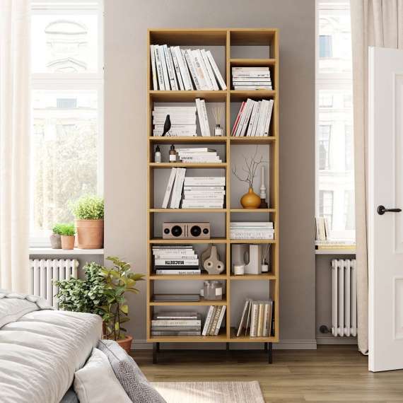 Reol - bokhylle Sigi 80-100x217 cm - mange hyller