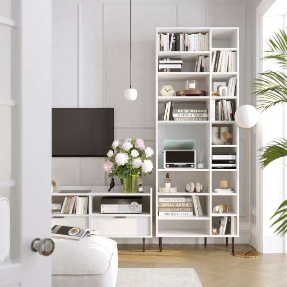 Reol - bokhylle Sigi 80-100x217 cm - mange hyller