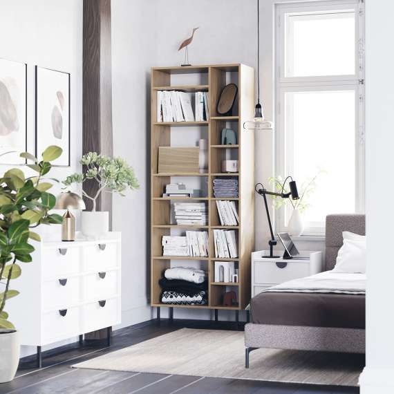 Reol - bokhylle Sigi 80-100x217 cm - mange hyller