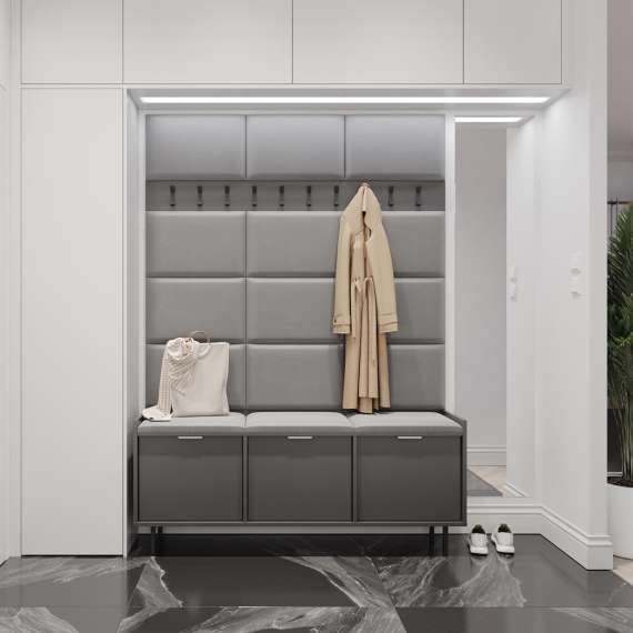 Entregarderobe Sigi 120-150 cm - Benk med sittepute - Velg bredde selv