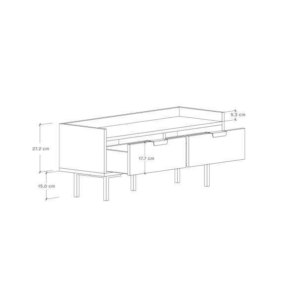 Tv-benk Sigi 100-140x42 cm - med skuffer - Lav tv-benk