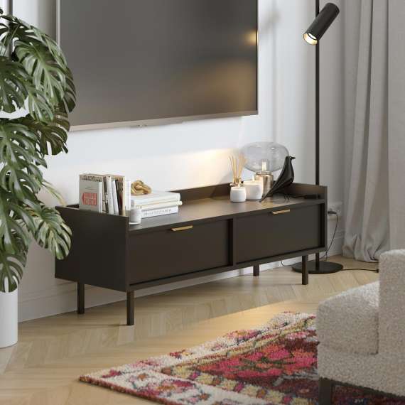 Tv-benk Sigi 100-140x42 cm - med skuffer - Lav tv-benk