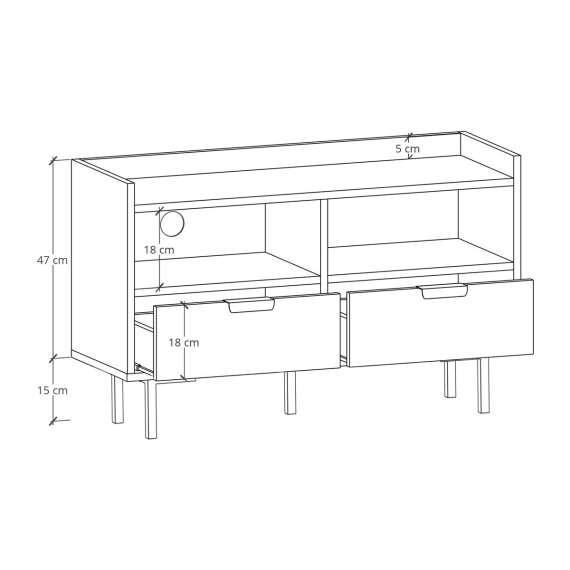 Tv-benk Sigi 100-140x62 cm - Høy - Velg bredde selv - 2 skuffer