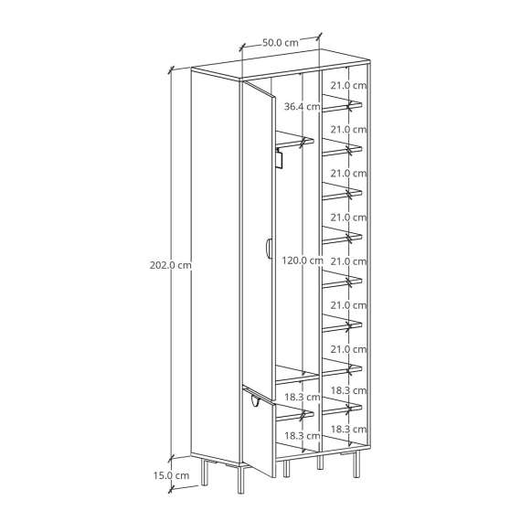 Garderobeskap Sigi 80-100x217 cm - 2 dører