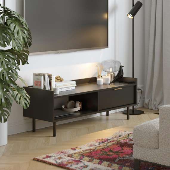 Tv-benk Sigi 100-140x42 cm - med skuffer - Lav tv-benk