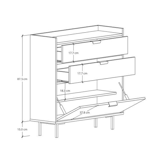Kommode Sigi 40-80x103 cm - med ben - Flere tilpasningsmuligheter