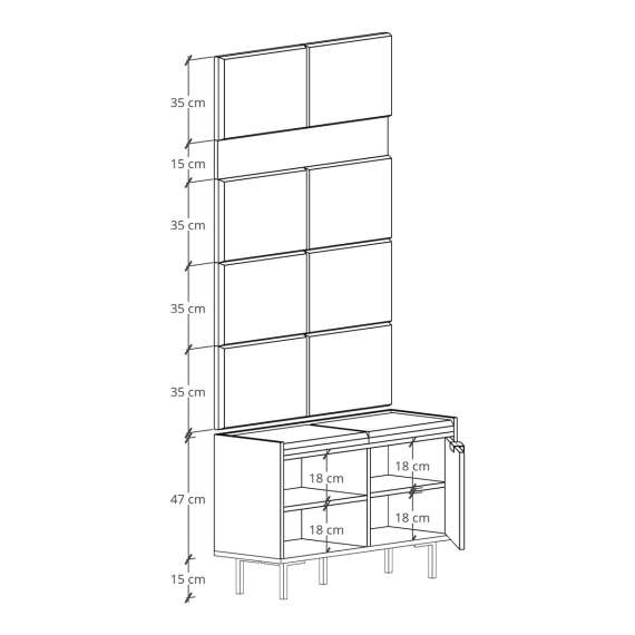 Kleshenger med skobenk Sigi 70-120 cm - Benk med sittepute