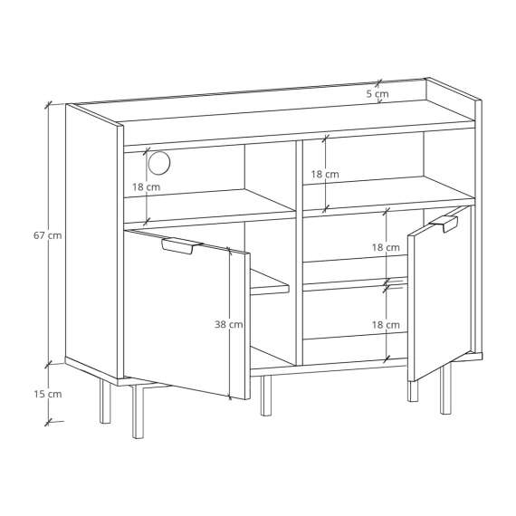 Tv-benk Sigi 100-140x82 cm - Høy - Velg bredde selv