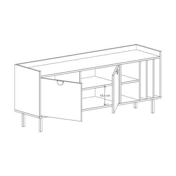 Tv-bord Sigi 150-180x62 cm - med hyller og vinyloppbevaring