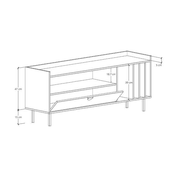 Tv-benk Sigi 100-140x62 cm - med vinyloppbevaring