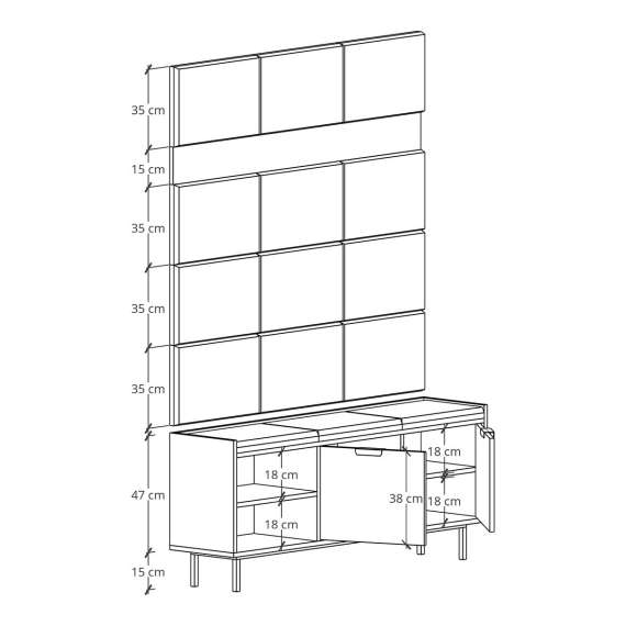 Entregarderobe Sigi 120-150 cm - Benk med sittepute - Velg bredde selv
