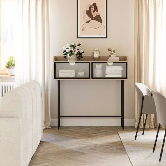 Konsollbord Sigi 80-120x103 cm - Glassdører