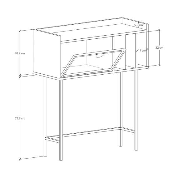 Konsollbord Sigi 80-120x103 cm - Glassdør